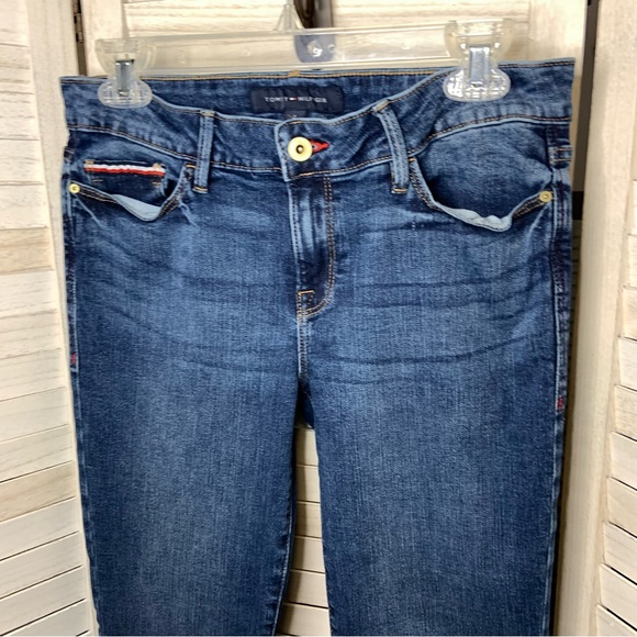 Tommy Hilfiger Dark Wash Mid Rise Straight Leg Casual Denim Jeans 2 - Picture 4 of 11